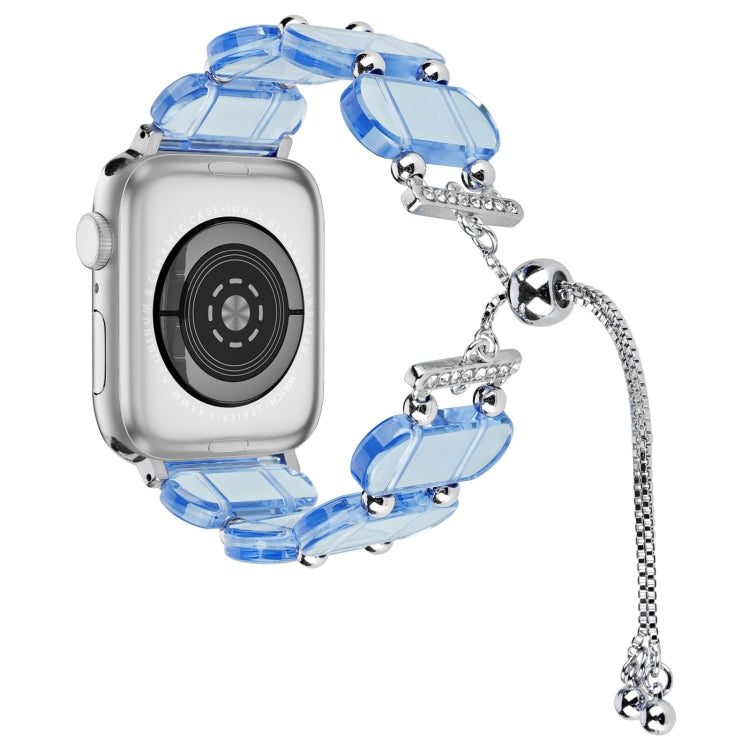 For Apple Watch SE 44mm Resin Retractable Chain Watch Band(Blue) - Watch Bands by PMC TechLife | Online Shopping South Africa | PMC TechLife