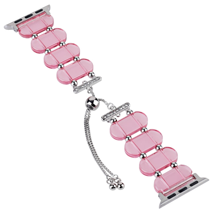 For Apple Watch Series 6 44mm Resin Retractable Chain Watch Band(Pink) - Watch Bands by PMC Jewellery | Online Shopping South Africa | PMC Jewellery