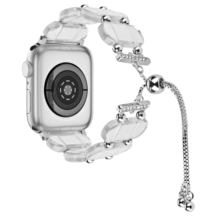 For Apple Watch Series 5 44mm Resin Retractable Chain Watch Band(Transparent) - Watch Bands by PMC Jewellery | Online Shopping South Africa | PMC Jewellery