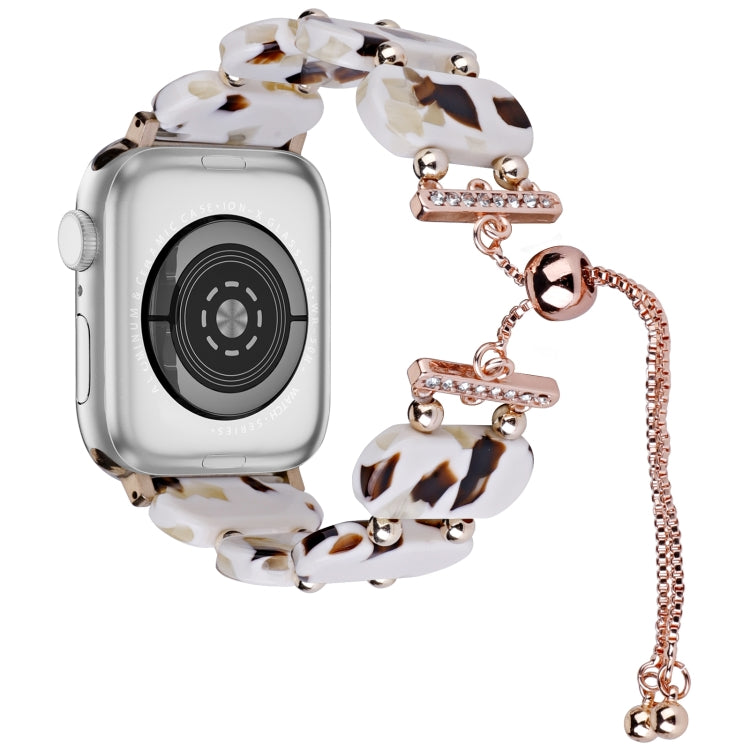 For Apple Watch Series 4 44mm Resin Retractable Chain Watch Band(Nougat) - Watch Bands by PMC Jewellery | Online Shopping South Africa | PMC Jewellery