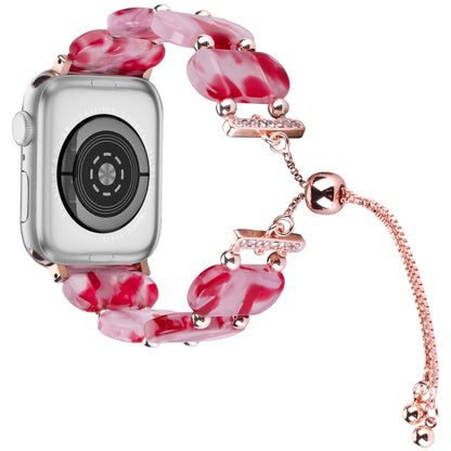 For Apple Watch Series 4 44mm Resin Retractable Chain Watch Band(Rose Red) - Watch Bands by PMC Jewellery | Online Shopping South Africa | PMC Jewellery