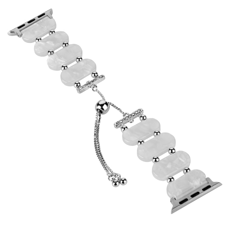 For Apple Watch Series 3 38mm Resin Retractable Chain Watch Band(Pearl White) - Watch Bands by PMC TechLife | Online Shopping South Africa | PMC TechLife