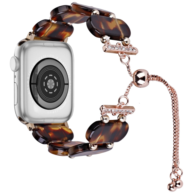 For Apple Watch Series 2 38mm Resin Retractable Chain Watch Band(Tortoiseshell) - free shipping - PMC TechLife - Order now!