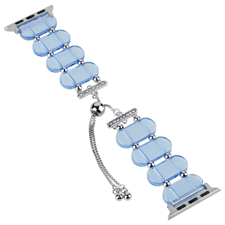 For Apple Watch 38mm Resin Retractable Chain Watch Band(Blue) - Watch Bands by PMC TechLife | Online Shopping South Africa | PMC TechLife