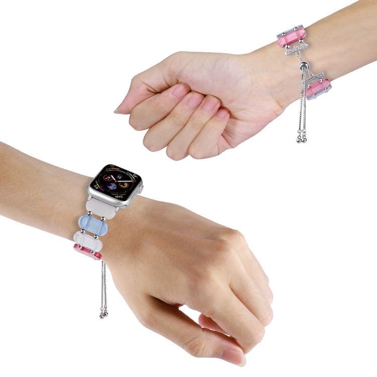 For Apple Watch Series 8 41mm Resin Retractable Chain Watch Band(Pink) - Watch Bands by PMC Jewellery | Online Shopping South Africa | PMC Jewellery