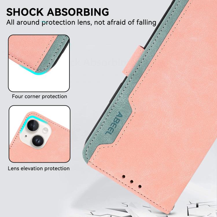 For iPhone 17 ABEEL Color Block Magnetic RFID Leather Phone Case(Pink-Cyan) - free shipping - PMc TechLife - Order now!