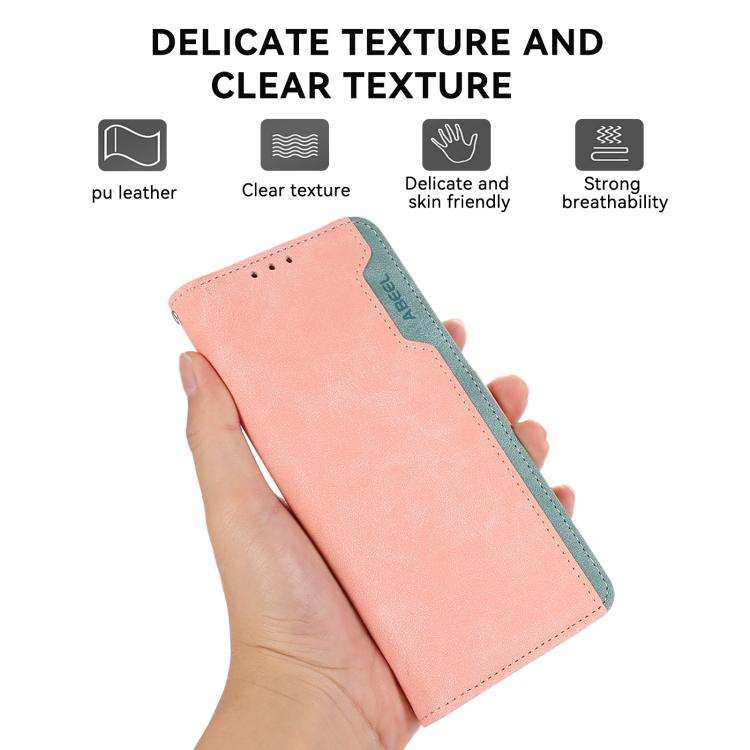 For iPhone 17 Pro Max ABEEL Color Block Magnetic RFID Leather Phone Case(Pink-Cyan) - free shipping - PMc TechLife - Order now!