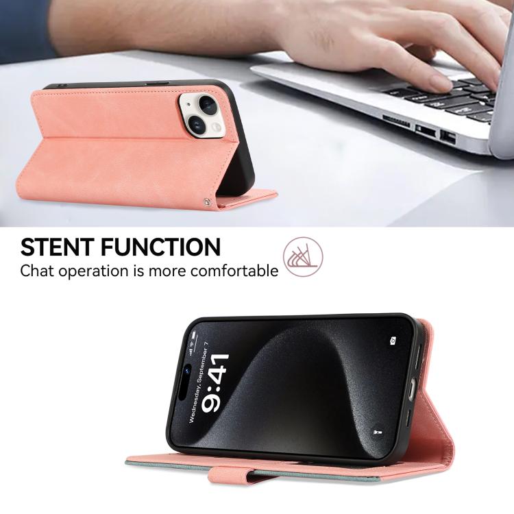 For iPhone 17 Pro Max ABEEL Color Block Magnetic RFID Leather Phone Case(Pink-Cyan) - free shipping - PMc TechLife - Order now!