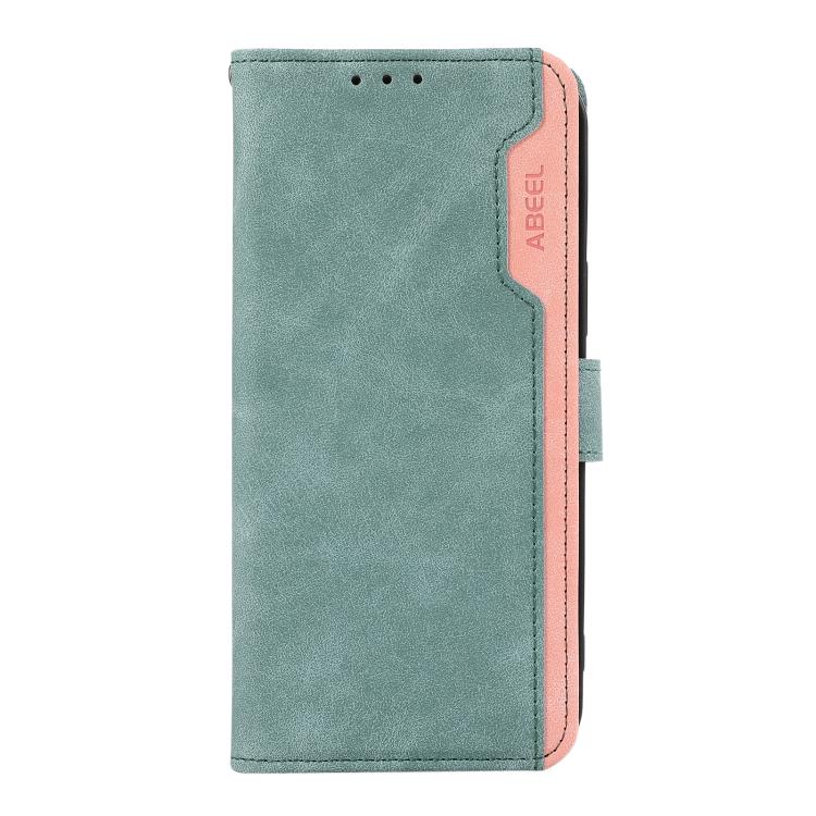 For iPhone 17 Pro Max ABEEL Color Block Magnetic RFID Leather Phone Case(Cyan-Pink) - free shipping - PMc TechLife - Order now!