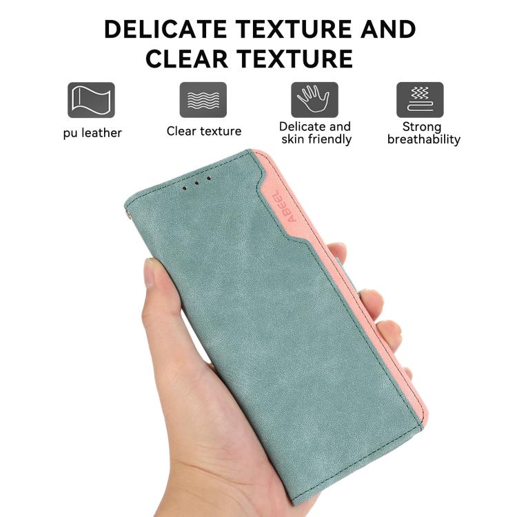 For iPhone 17 Pro Max ABEEL Color Block Magnetic RFID Leather Phone Case(Cyan-Pink) - free shipping - PMc TechLife - Order now!