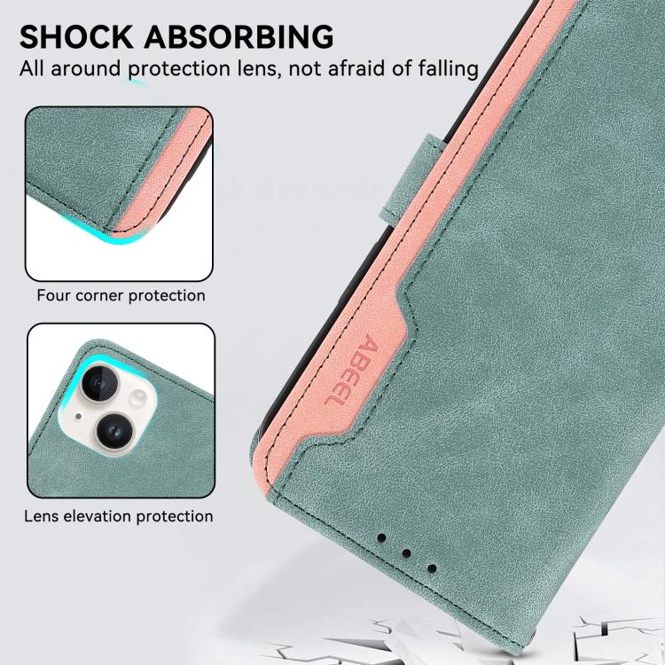 For iPhone 17 Pro Max ABEEL Color Block Magnetic RFID Leather Phone Case(Cyan-Pink) - free shipping - PMc TechLife - Order now!