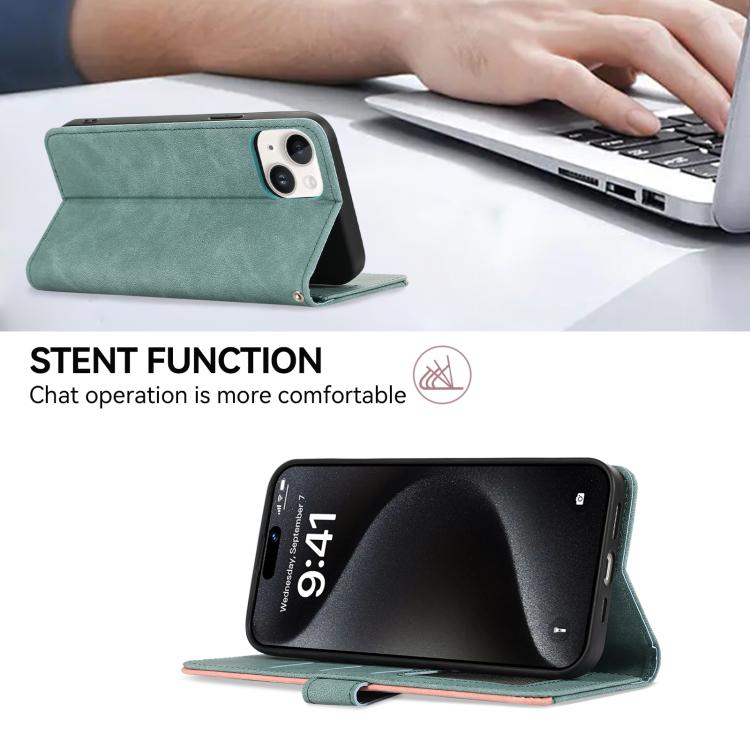 For iPhone 17 Pro Max ABEEL Color Block Magnetic RFID Leather Phone Case(Cyan-Pink) - free shipping - PMc TechLife - Order now!
