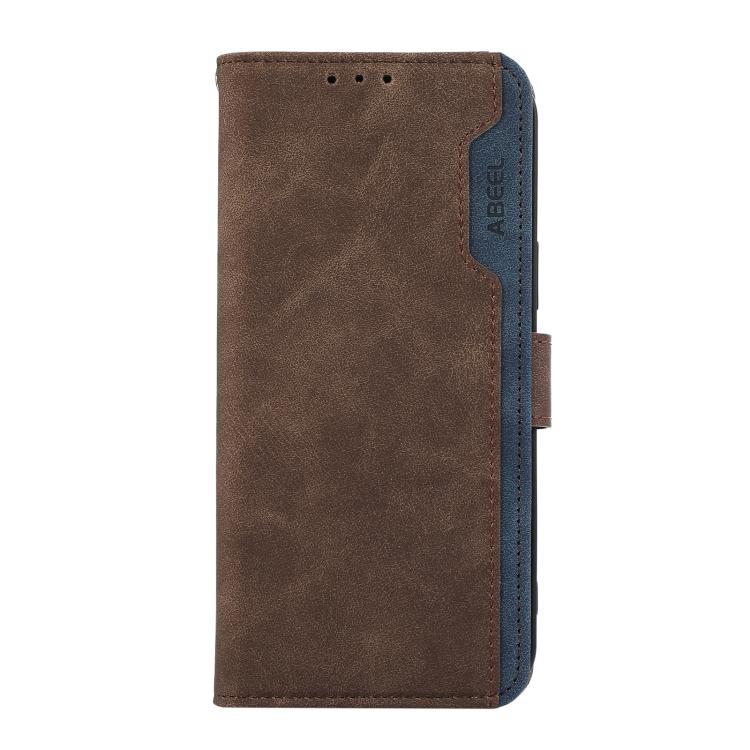 For iPhone 17 Pro Max ABEEL Color Block Magnetic RFID Leather Phone Case(Brown-Blue) - free shipping - PMc TechLife - Order now!
