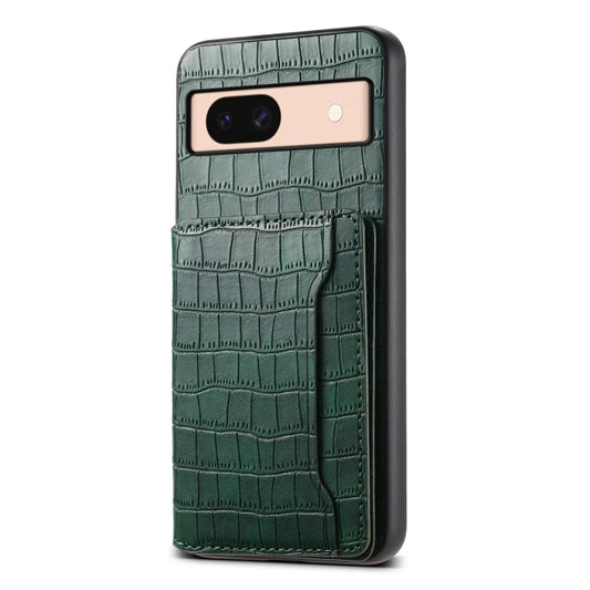 For Google Pixel 8a Crocodile Texture Card Bag Design Full Coverage Phone Case(Green) - Google Cases by PMC Jewellery | Online Shopping South Africa | PMC Jewellery | Buy Now Pay Later Mobicred