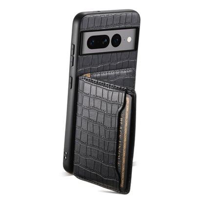 For Google Pixel 7 Pro 5G Crocodile Texture Card Bag Design Full Coverage Phone Case(Black) - Google Cases by PMC Jewellery | Online Shopping South Africa | PMC Jewellery | Buy Now Pay Later Mobicred