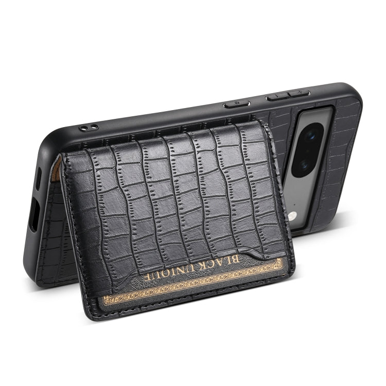 For Google Pixel 7 5G Crocodile Texture Card Bag Design Full Coverage Phone Case(Black) - Google Cases by PMC TechLife | Online Shopping South Africa | PMC TechLife | Buy Now Pay Later Mobicred