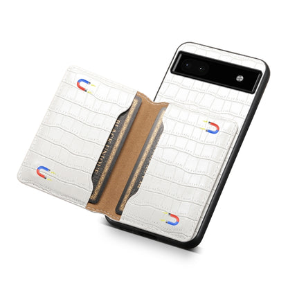 For Google Pixel 6a Crocodile Texture Card Bag Design Full Coverage Phone Case(White) - Google Cases by PMC Jewellery | Online Shopping South Africa | PMC Jewellery | Buy Now Pay Later Mobicred