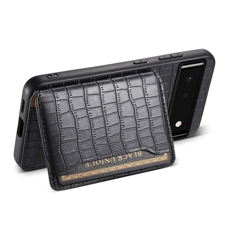 For Google Pixel 6 Crocodile Texture Card Bag Design Full Coverage Phone Case(Black) - Google Cases by PMC Jewellery | Online Shopping South Africa | PMC Jewellery | Buy Now Pay Later Mobicred