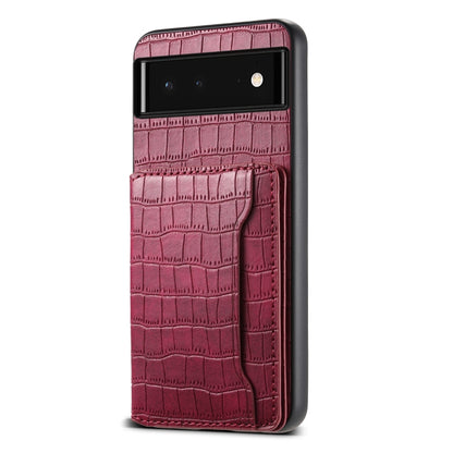 For Google Pixel 6 Crocodile Texture Card Bag Design Full Coverage Phone Case(Red) - Google Cases by PMC Jewellery | Online Shopping South Africa | PMC Jewellery | Buy Now Pay Later Mobicred