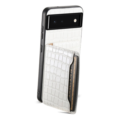 For Google Pixel 6 Crocodile Texture Card Bag Design Full Coverage Phone Case(White) - Google Cases by PMC Jewellery | Online Shopping South Africa | PMC Jewellery | Buy Now Pay Later Mobicred