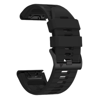 For Garmin Fenix 7 Pro 22mm Solid Color Steel Buckle Silicone Quick Release Watch Band(Black) - Watch Bands by PMC Jewellery | Online Shopping South Africa | PMC Jewellery