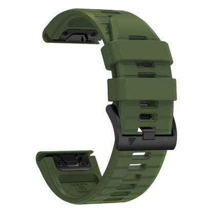 For Garmin Fenix 7 Pro 22mm Solid Color Steel Buckle Silicone Quick Release Watch Band(Army Green) - Watch Bands by PMC Jewellery | Online Shopping South Africa | PMC Jewellery