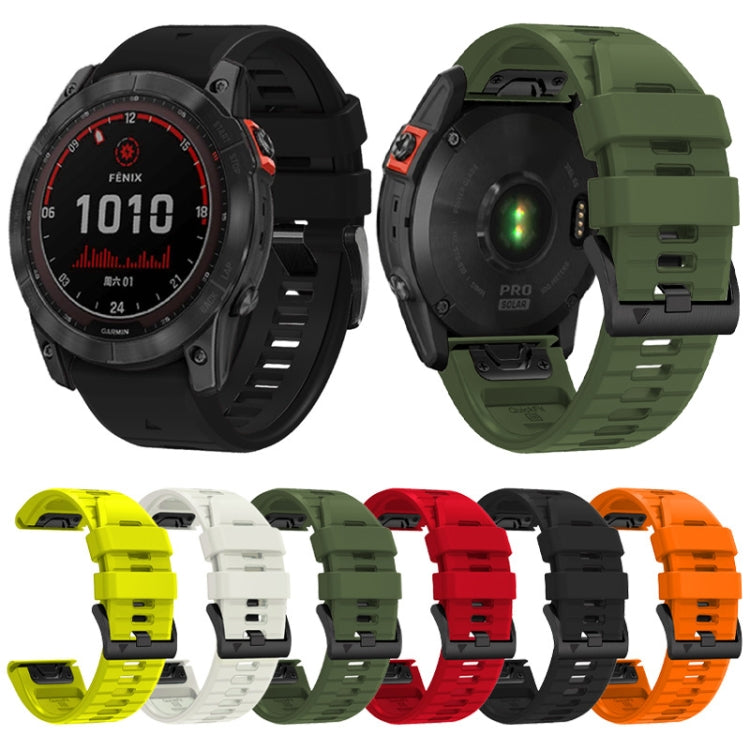 For Garmin Fenix 7X 26mm Solid Color Steel Buckle Silicone Quick Release Watch Band(Black) - Watch Bands by PMC Jewellery | Online Shopping South Africa | PMC Jewellery