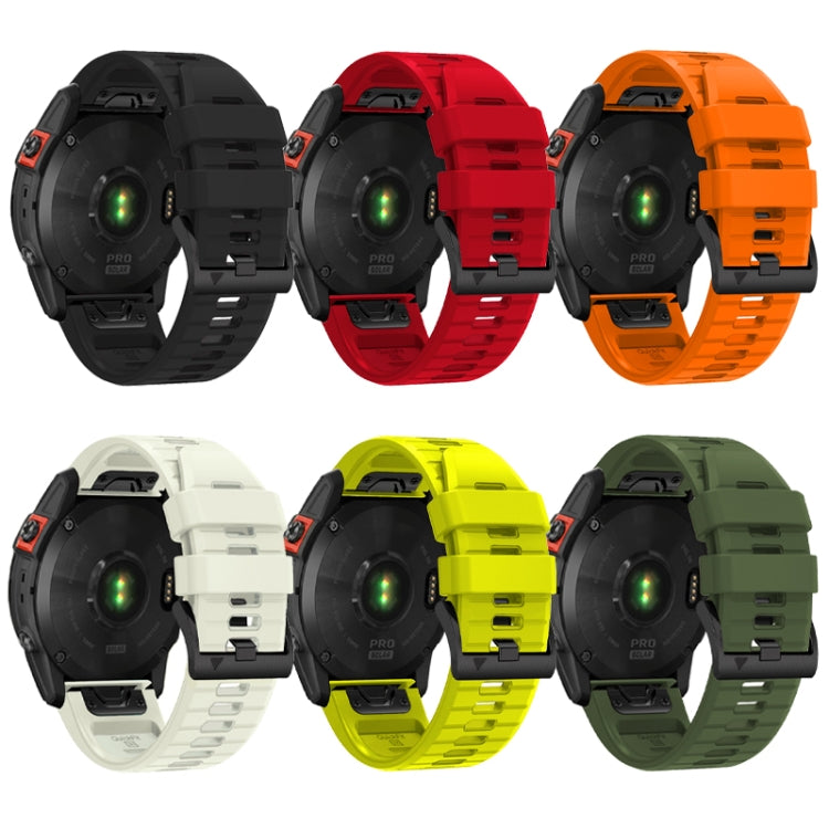 For Garmin Fenix 7X 26mm Solid Color Steel Buckle Silicone Quick Release Watch Band(Lime Green) - Watch Bands by PMC TechLife | Online Shopping South Africa | PMC TechLife