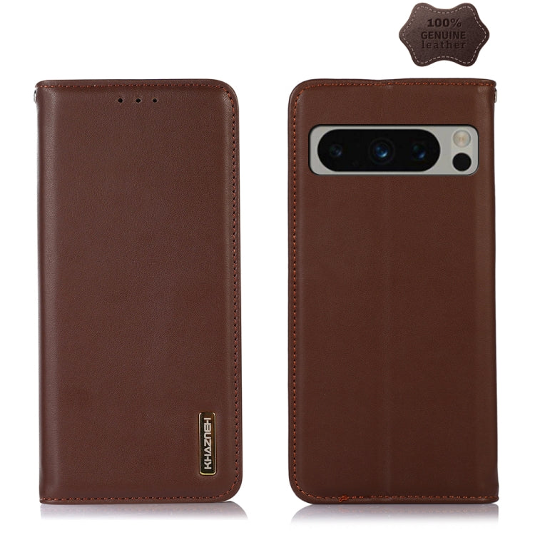 For Google Pixel 9 Pro KHAZNEH Nappa Top Layer Cowhide Leather Phone Case(Brown) - Google Cases by PMC Jewellery | Online Shopping South Africa | PMC Jewellery | Buy Now Pay Later Mobicred