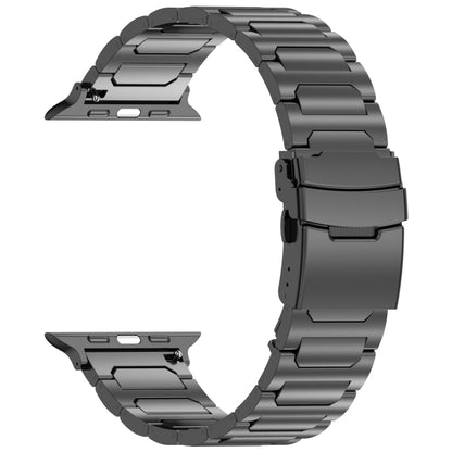 For Apple Watch SE 2023 44mm I-Shaped Titanium Metal Watch Band(Black) - Watch Bands by PMC Jewellery | Online Shopping South Africa | PMC Jewellery