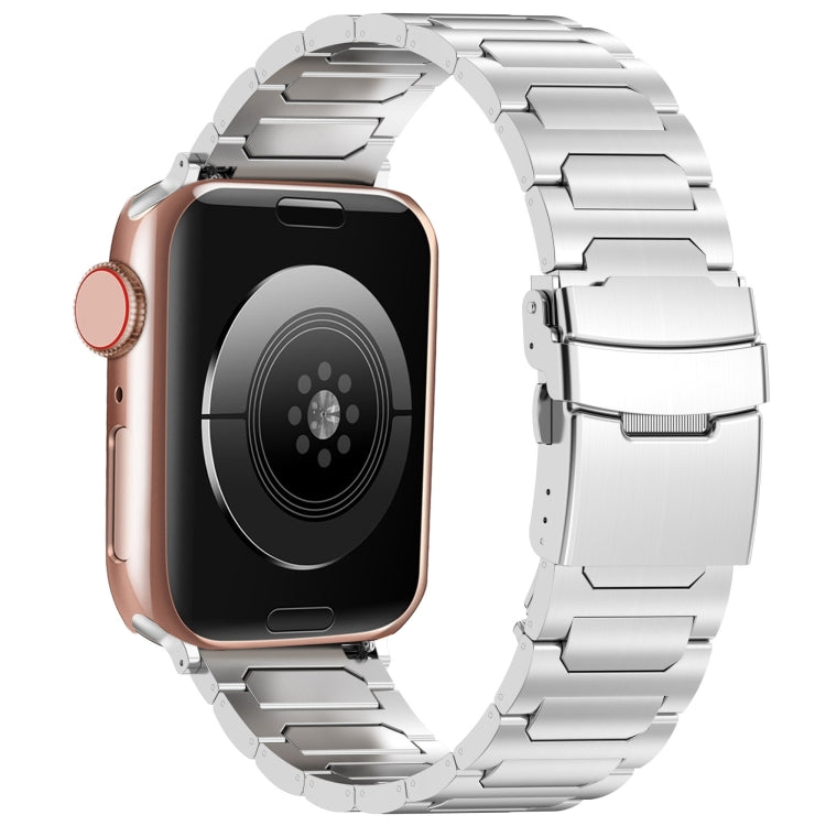 For Apple Watch Series 7 41mm I-Shaped Titanium Metal Watch Band(Silver) - Watch Bands by PMC TechLife | Online Shopping South Africa | PMC TechLife