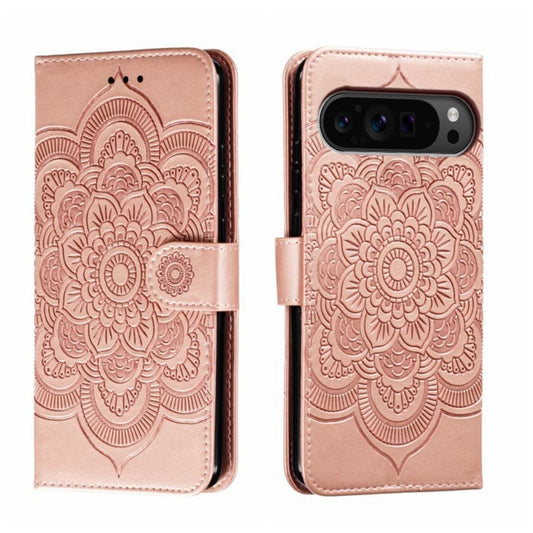 For Google Pixel 9 Pro Sun Mandala Embossing Pattern Phone Leather Case(Rose Gold) - Google Cases by PMC Jewellery | Online Shopping South Africa | PMC Jewellery | Buy Now Pay Later Mobicred