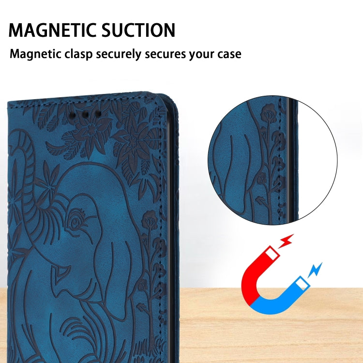 For iPhone 16 Pro Max Retro Elephant Embossed Leather Phone Case(Blue) - iPhone 16 Pro Max Cases by PMC Jewellery | Online Shopping South Africa | PMC Jewellery | Buy Now Pay Later Mobicred