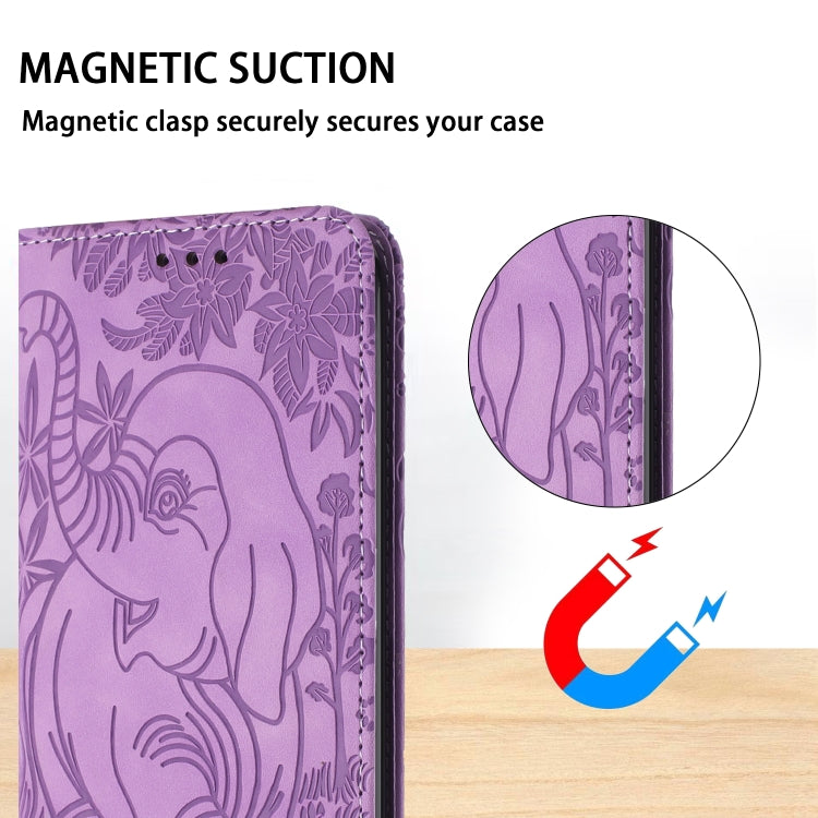 For iPhone 16 Retro Elephant Embossed Leather Phone Case(Purple) - iPhone 16 Cases by PMC Jewellery | Online Shopping South Africa | PMC Jewellery | Buy Now Pay Later Mobicred