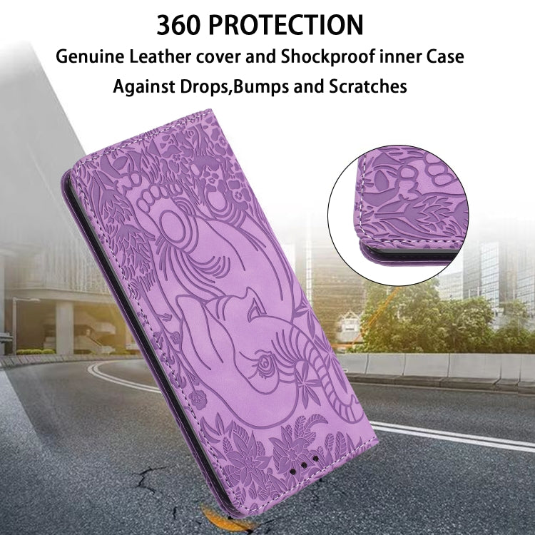 For iPhone 16 Retro Elephant Embossed Leather Phone Case(Purple) - iPhone 16 Cases by PMC Jewellery | Online Shopping South Africa | PMC Jewellery | Buy Now Pay Later Mobicred