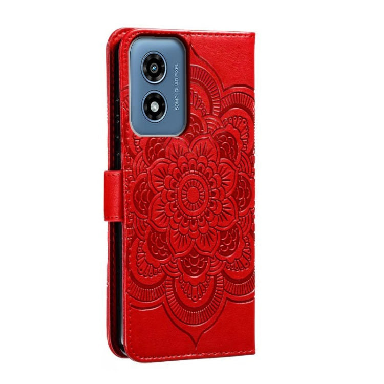 For Motorola Moto G Play 2024 Sun Mandala Embossing Pattern Phone Leather Case(Red) - Motorola Cases by PMC Jewellery | Online Shopping South Africa | PMC Jewellery | Buy Now Pay Later Mobicred