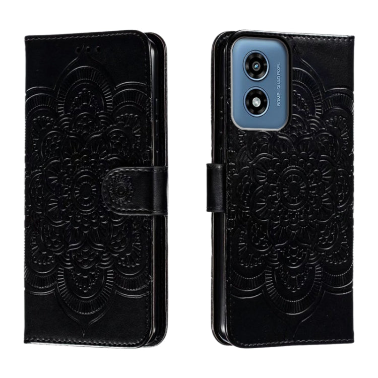 For Motorola Moto G Play 2024 Sun Mandala Embossing Pattern Phone Leather Case(Black) - Motorola Cases by PMC Jewellery | Online Shopping South Africa | PMC Jewellery | Buy Now Pay Later Mobicred