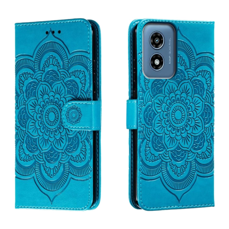 For Motorola Moto G Play 2024 Sun Mandala Embossing Pattern Phone Leather Case(Blue) - Motorola Cases by PMC Jewellery | Online Shopping South Africa | PMC Jewellery | Buy Now Pay Later Mobicred