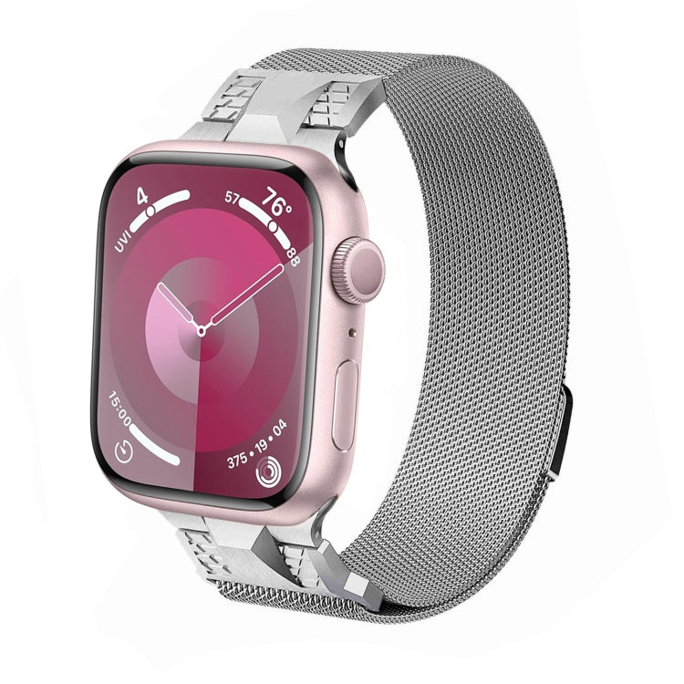 For Apple Watch Series 3 42mm Mecha Style Milanese Metal Watch Band(Titanium Silver) - Watch Bands by PMC TechLife | Online Shopping South Africa | PMC TechLife | Buy Now Pay Later Mobicred