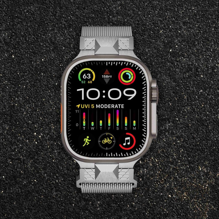 For Apple Watch Series 3 42mm Mecha Style Milanese Metal Watch Band(Titanium Silver) - Watch Bands by PMC TechLife | Online Shopping South Africa | PMC TechLife | Buy Now Pay Later Mobicred