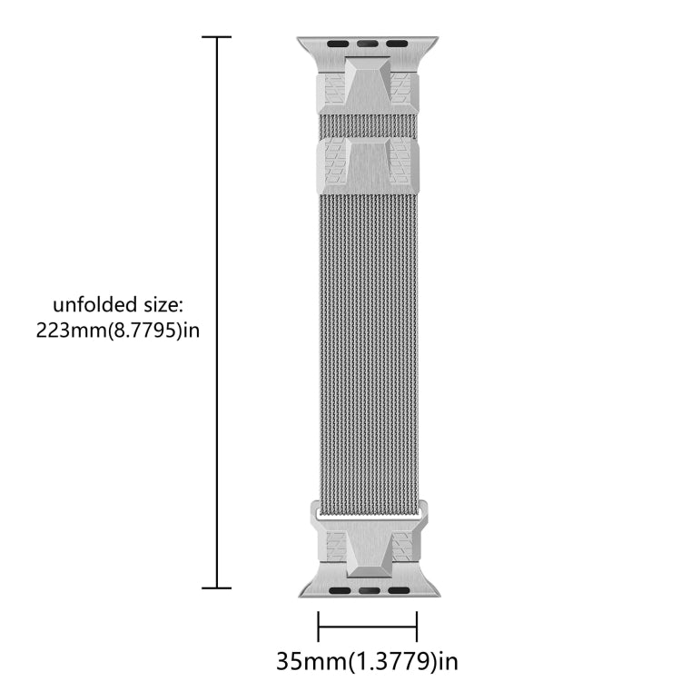 For Apple Watch Series 3 42mm Mecha Style Milanese Metal Watch Band(Titanium Silver) - Watch Bands by PMC TechLife | Online Shopping South Africa | PMC TechLife | Buy Now Pay Later Mobicred