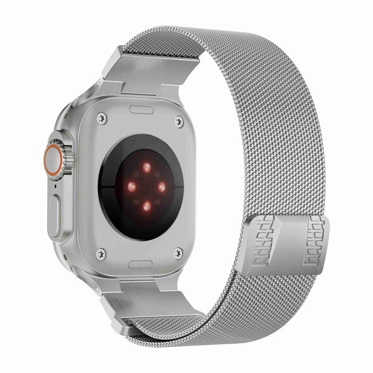 For Apple Watch Series 3 42mm Mecha Style Milanese Metal Watch Band(Titanium Silver) - Watch Bands by PMC TechLife | Online Shopping South Africa | PMC TechLife | Buy Now Pay Later Mobicred