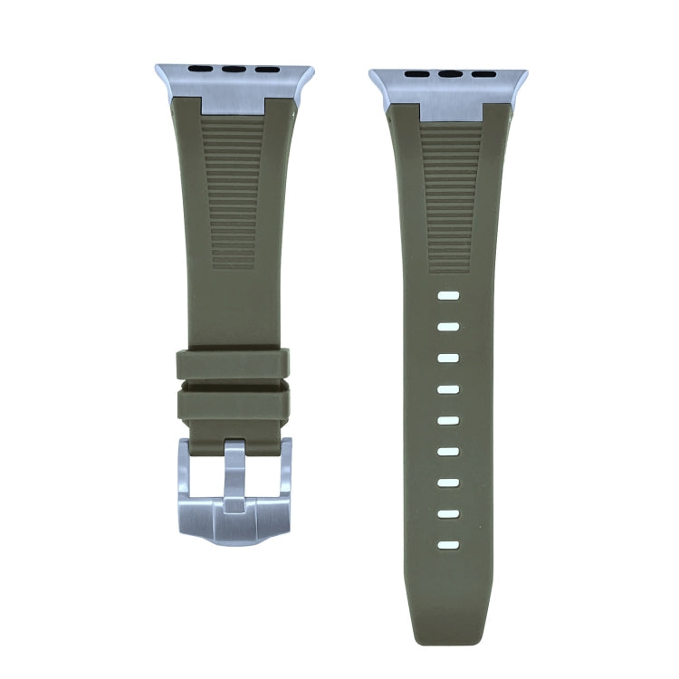 For Apple Watch Series 9 45mm Loners Liquid Silicone Watch Band(Silver Green) - Watch Bands by PMC Jewellery | Online Shopping South Africa | PMC Jewellery