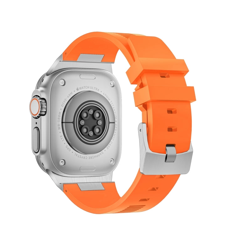 For Apple Watch SE 2022 44mm Loners Liquid Silicone Watch Band(Sliver Orange) - free shipping - PMC TechLife - Order now!