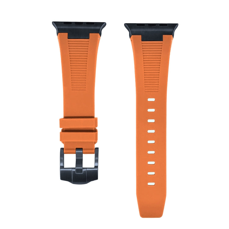 For Apple Watch Series 6 44mm Loners Liquid Silicone Watch Band(Black Orange) - Watch Bands by PMC TechLife | Online Shopping South Africa | PMC TechLife