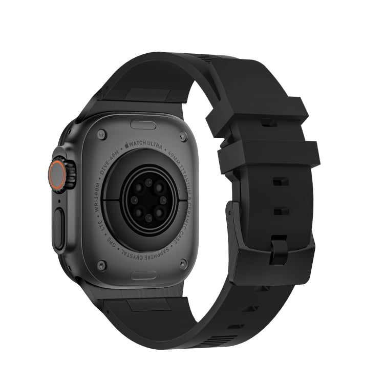 For Apple Watch Series 6 44mm Loners Liquid Silicone Watch Band(Black Black) - Watch Bands by PMC TechLife | Online Shopping South Africa | PMC TechLife