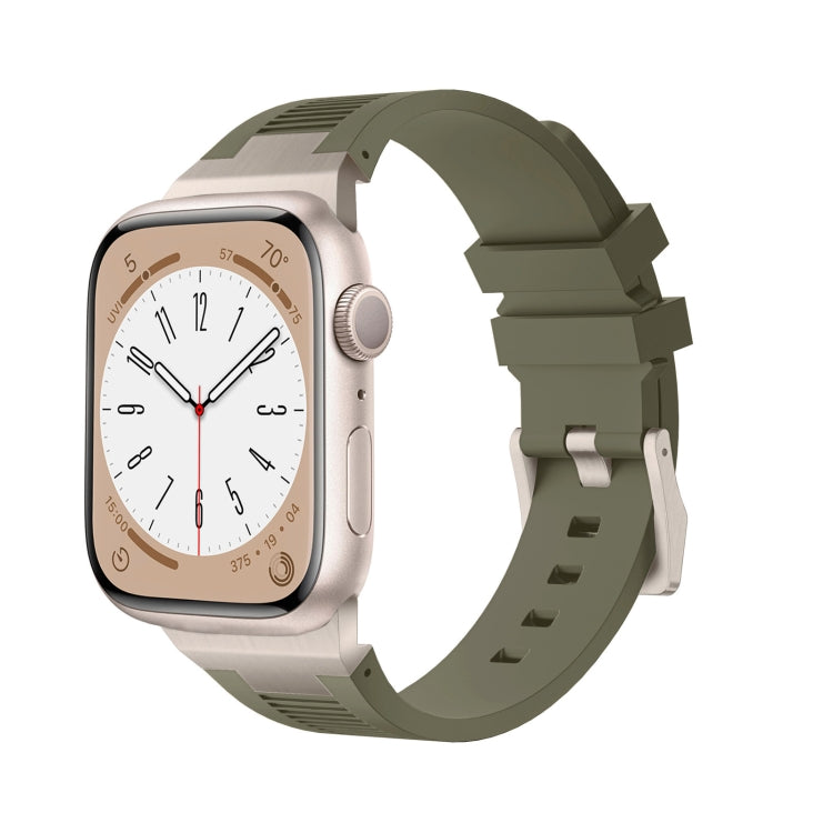 For Apple Watch Series 5 44mm Loners Liquid Silicone Watch Band(Titanium Green) - Watch Bands by PMC Jewellery | Online Shopping South Africa | PMC Jewellery