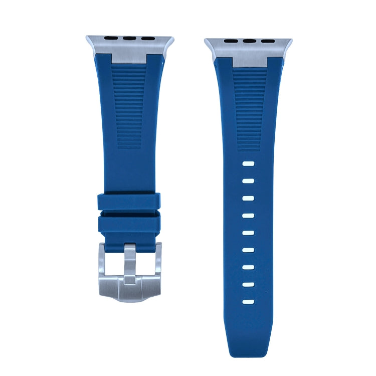 For Apple Watch Series 4 44mm Loners Liquid Silicone Watch Band(Silver Midnight Blue) - Watch Bands by PMC TechLife | Online Shopping South Africa | PMC TechLife | Buy Now Pay Later Mobicred