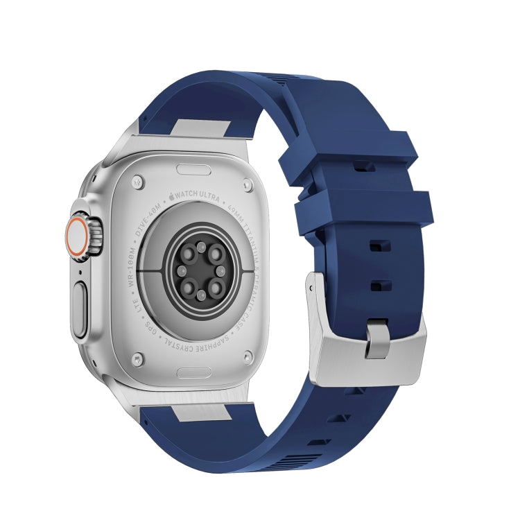For Apple Watch Series 4 44mm Loners Liquid Silicone Watch Band(Silver Midnight Blue) - Watch Bands by PMC TechLife | Online Shopping South Africa | PMC TechLife | Buy Now Pay Later Mobicred