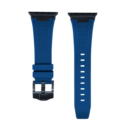 For Apple Watch Series 3 42mm Loners Liquid Silicone Watch Band(Black Midnight Blue) - Watch Bands by PMC Jewellery | Online Shopping South Africa | PMC Jewellery